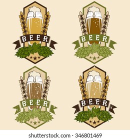 vector set of vintage beer labels