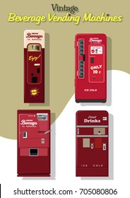 Vector Set of Vintage Beverage Vending Machines