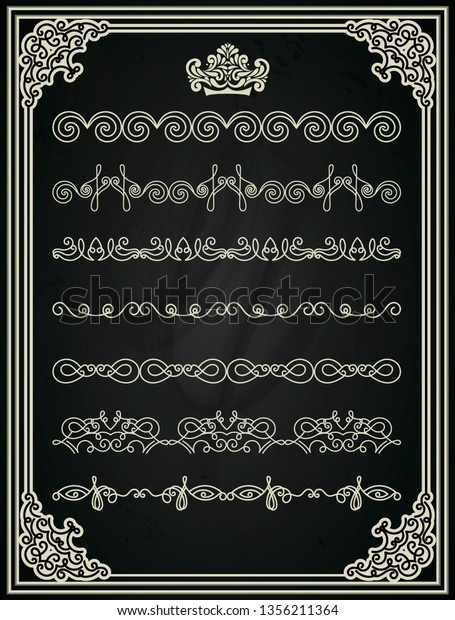 Vector set of vintage borders. Classic\
detailed collection