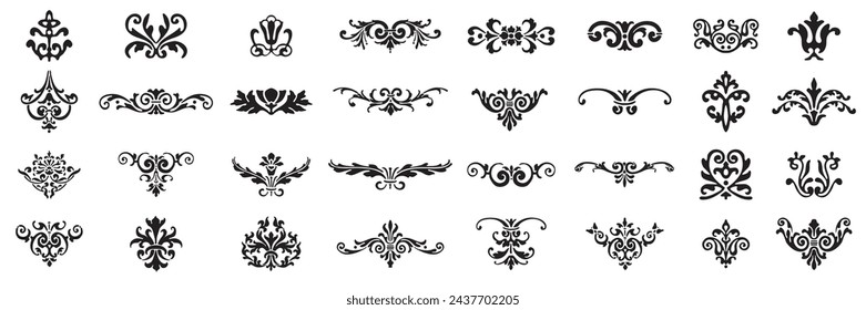 Vector set: vintage calligraphic design elements and page decoration for retro design with old ornaments.