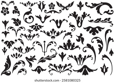 Vector set: vintage calligraphic design elements and page decoration for retro design with old ornaments.