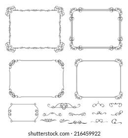 Vector set vintage calligraphic frames, vignettes, decorative elements.