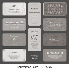 vector set: vintage card - inspired by antique originals