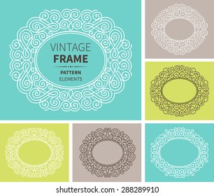 Vector set of vintage cards. Design templates with ornamental frames. Abstract pattern.