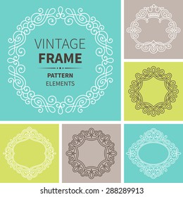 Vector set of vintage cards. Design templates with ornamental frames. Abstract pattern.