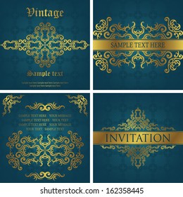 Vector set of vintage cards. Vintage frame. Stylish design    