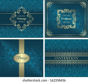 Vector set. Vintage cards on seamless background. Can be used as a invitation   
