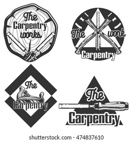 Vector set of vintage carpentry emblems.