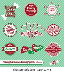 Vector Set: Vintage Christmas Candy Labels and Icons