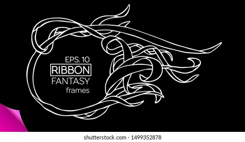Vector Set of Vintage Classic Engraved Frames and Dividers Hand Drawn in Art Nouveau Style