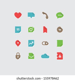 Vector set of vintage color flat icons for mobile phone