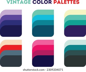 Vector set of vintage color palette. abstract geometric shapes. abstract colorful backgrounds
