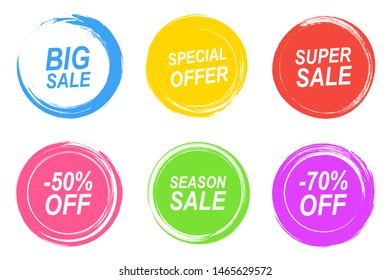 Vector set of vintage colorful labels for greetings and promotion. Premium Quality Guarantee, Bestseller, Best Choice, Sale, Special Offer. Banners and sticker. Vector illustration.