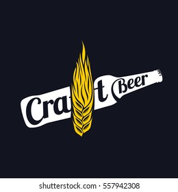 Vector set of vintage craft beer, alcohol, ale, brewery, bar, shop emblems and label. Branding identity corporate logo design template. Isolated on a black background