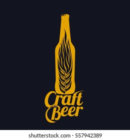 Vector set of vintage craft beer, alcohol, ale, brewery, bar, shop emblems and label. Branding identity corporate logo design template. Isolated on a black background