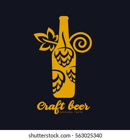 Vector set of vintage craft beer, alcohol, ale, brewery, bar, shop emblems and label. Branding identity corporate logo design template. Isolated on a black background