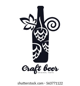 Vector set of vintage craft beer, alcohol, ale, brewery, bar, shop emblems and label. Branding identity corporate logo design template. Isolated on a black background