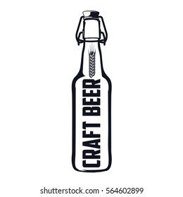 Vector set of vintage craft beer, alcohol, ale, brewery, bar, shop emblems and label. Branding identity corporate logo design template. Isolated on a black background