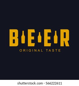 Vector set of vintage craft beer, alcohol, ale, brewery, bar, shop emblems and label. Branding identity corporate logo design template. Isolated on a black background