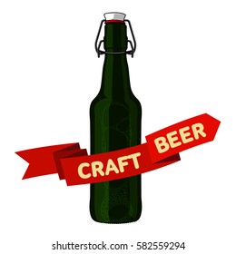 Vector set of vintage craft beer, alcohol, ale, brewery, bar, shop emblems and label. Branding identity corporate logo design template. Isolated on a black background
