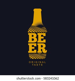 Vector set of vintage craft beer, alcohol, ale, brewery, bar, shop emblems and label. Branding identity corporate logo design template. Isolated on a black background