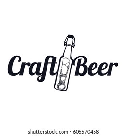 Vector set of vintage craft beer, alcohol, ale, brewery, bar, shop emblems and label. Branding identity corporate logo design template. Isolated on a black background