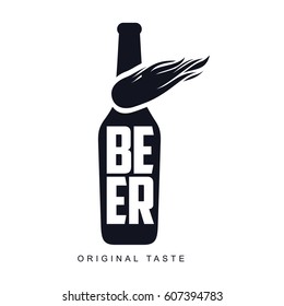 Vector set of vintage craft beer, alcohol, ale, brewery, bar, shop emblems and label. Branding identity corporate logo design template. Isolated on a black background