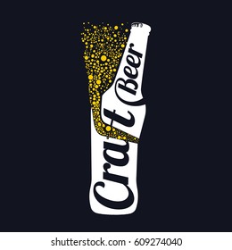 Vector set of vintage craft beer, alcohol, ale, brewery, bar, shop emblems and label. Branding identity corporate logo design template. Isolated on a black background