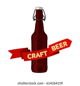 Vector set of vintage craft beer, alcohol, ale, brewery, bar, shop emblems and label. Branding identity corporate logo design template. Isolated on a black background