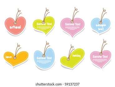 Vector set of vintage cute frames in heart shape