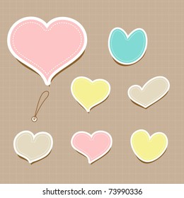 Vector set of vintage cute frames in heart shape