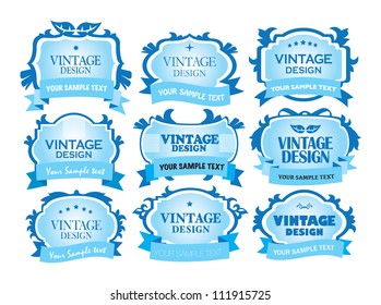 Vector set of vintage decorative labels and elements