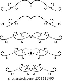 Vector set of vintage decorative lines and text dividers. Line border. Lines separators, Borders,