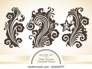 Vector set of vintage decorative ornamental fairy and Christmas objects and symbols