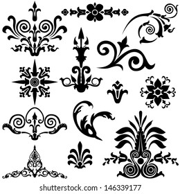 Vector set of vintage design elements on white