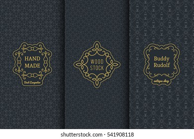 Vector set of vintage design elements. Monograms for logos and retro backgrounds