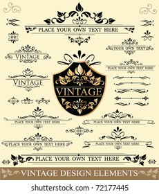 Vector Set of Vintage Design Elements:  ornaments,frames and dividers