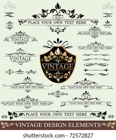 Vector Set of Vintage Design Elements:  ornaments,frames and dividers