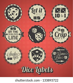 Vector Set: Vintage Dice And Craps Labels