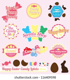 Vector Set: Vintage Easter Candy Labels and Icons