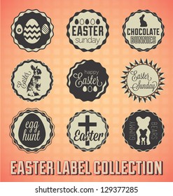 Vector Set: Vintage Easter Sunday Labels and Icons
