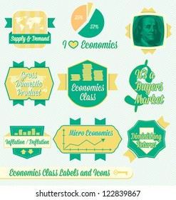 Vector Set: Vintage Economics Class Labels and Icons