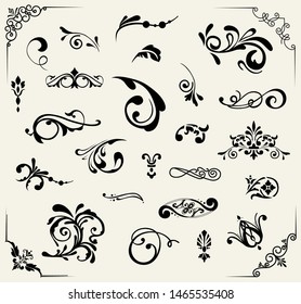 Vector set  of vintage elements. Decorative ornaments and dividers.