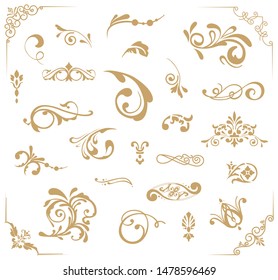 Vector set  of vintage elements. Decorative ornaments and dividers.