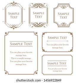 Vector set of vintage elements for design. Ornamental frames, borders, dividers, banners, arrows, monogram, corners, square, template for logo. Pear and flower vignette. Premium gold style