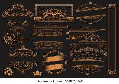 Vector set of vintage elements for design. All elements are in separate groups.