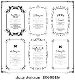 Vector set of vintage elements for design. Ornamental frames, borders, dividers, banners, arrows, monogram, corners, square, template for logo. Pear and flower vignette. Premium gold style