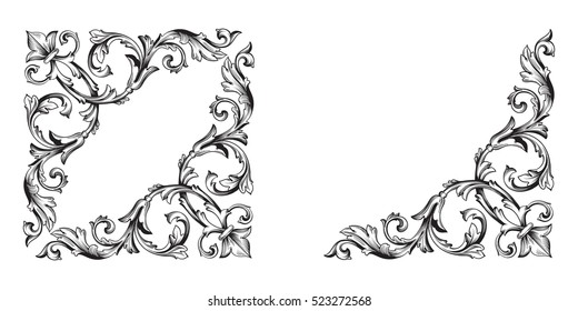 Vector set of vintage elements for design. Ornamental vector in baroque style.