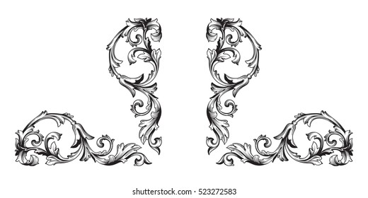 Vector set of vintage elements for design. Ornamental vector in baroque style.