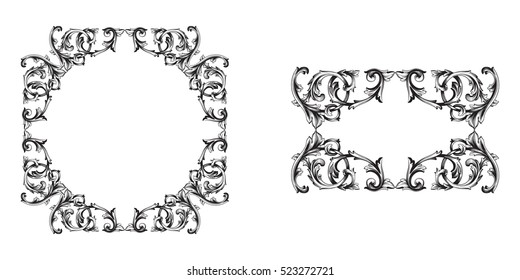 Vector set of vintage elements for design. Ornamental vector in baroque style.